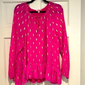 Lilly Pulitzer silk/metallic blouse